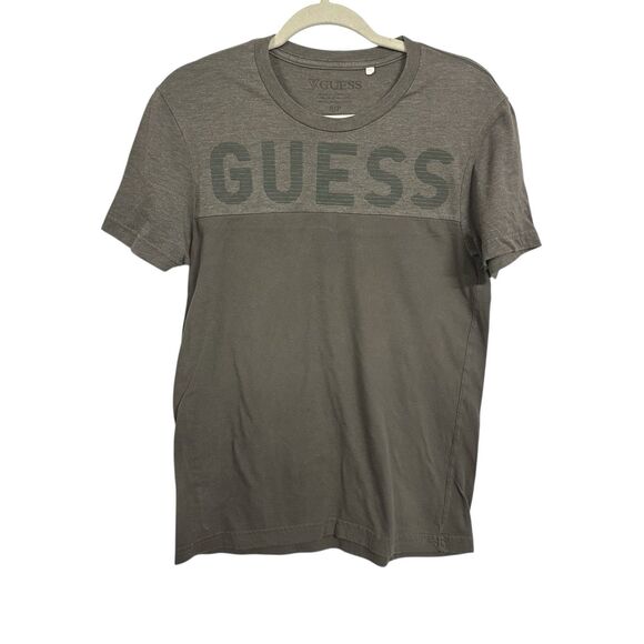 Guess Mens Sz S Green Short Sleeve Crew Neck Cotton Blend Two Tone Shirt Top - Picture 1 of 7